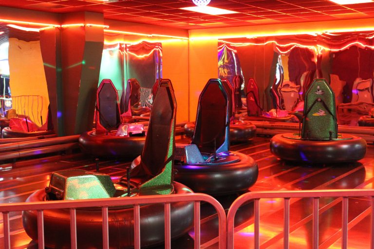 Exciting bumper cars at Fun Zone Skate Center, offering thrilling rides for kids and families.