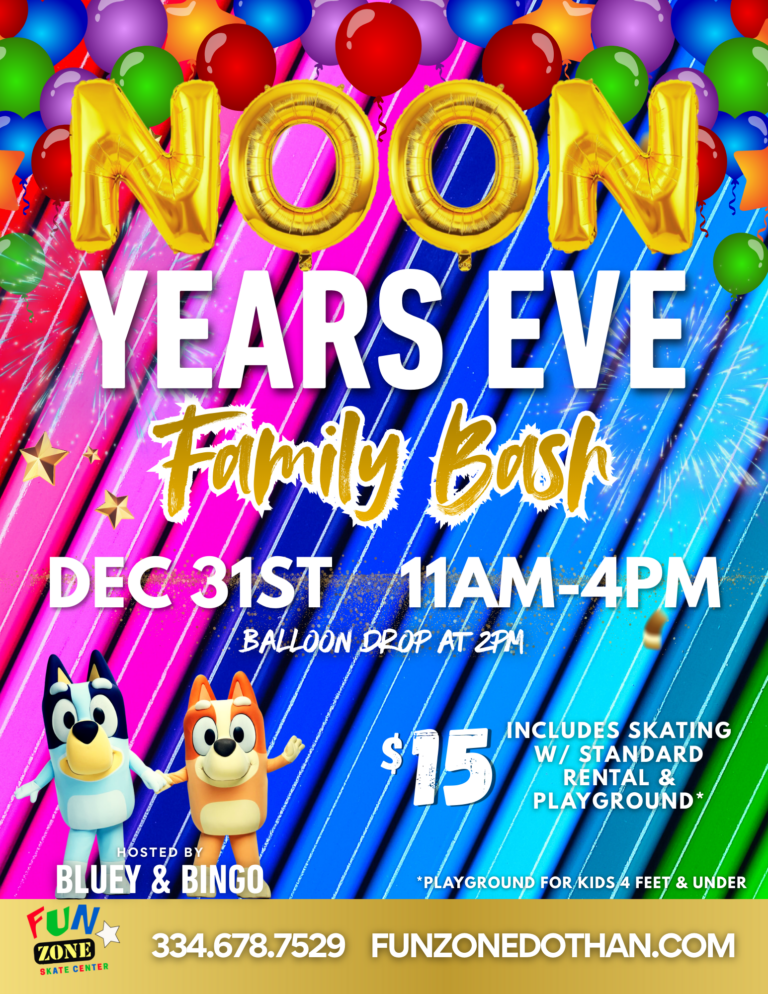 Advertisement with rainbow colors bluey and bingo characters